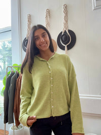 Illy Button Up Sweater Cardigan- Green