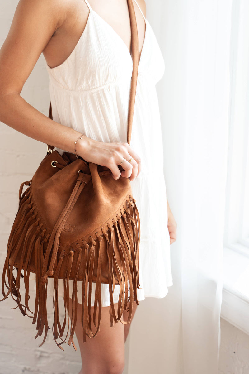 Dreamers Fringe Bag - Cognac