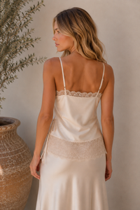 Camille Satin Blouse - Champagne