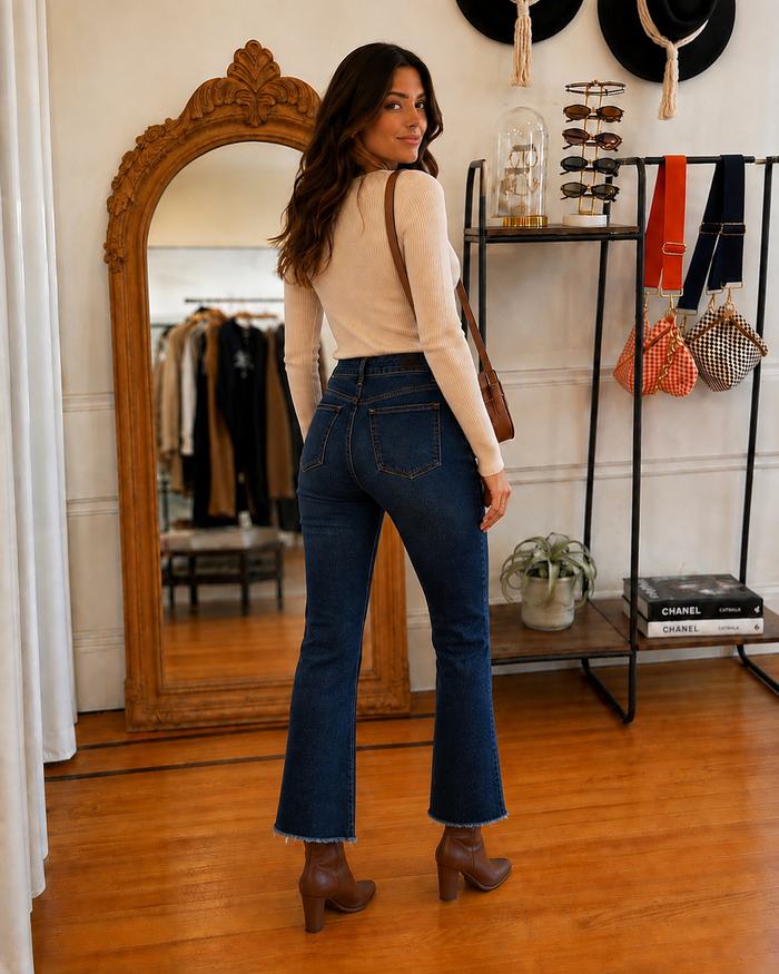 Kelsey Ankle Flare - Dark Wash