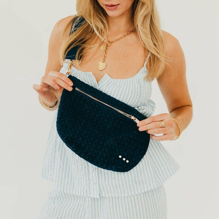 Suede Westlyn Woven Bum Bag: Suede Black