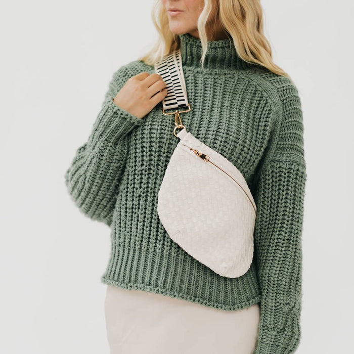 Westlyn Woven Crossbody Bag: Cream