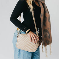 Coco Quilted Crossbody Bag: Taupe