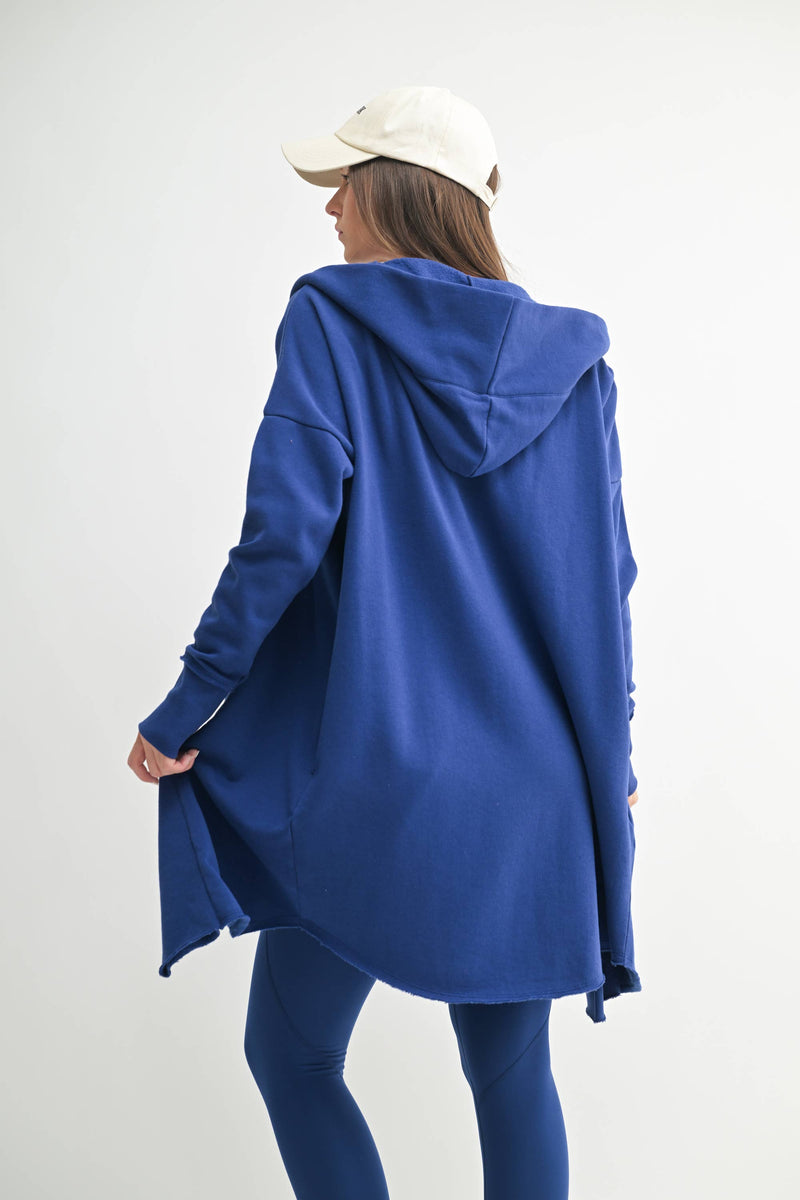 Blaire Open Front Hoodie Cardigan - Blue