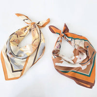 Fiona Floral Square Scarf: Brown