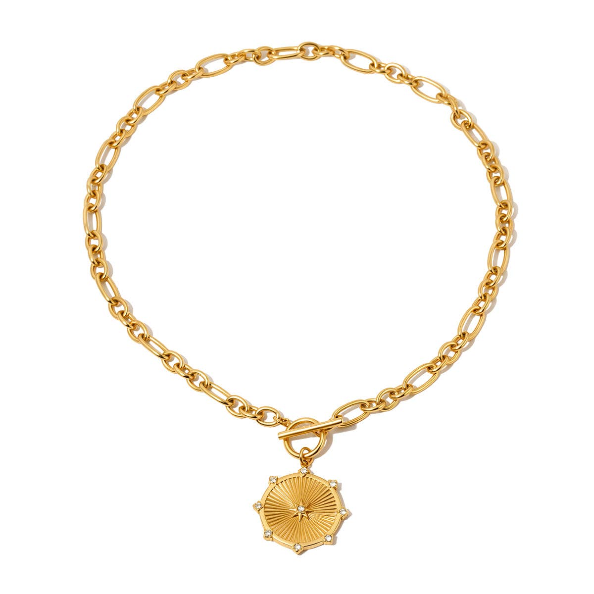 Sunburst Diamond Chain Necklace - Gold