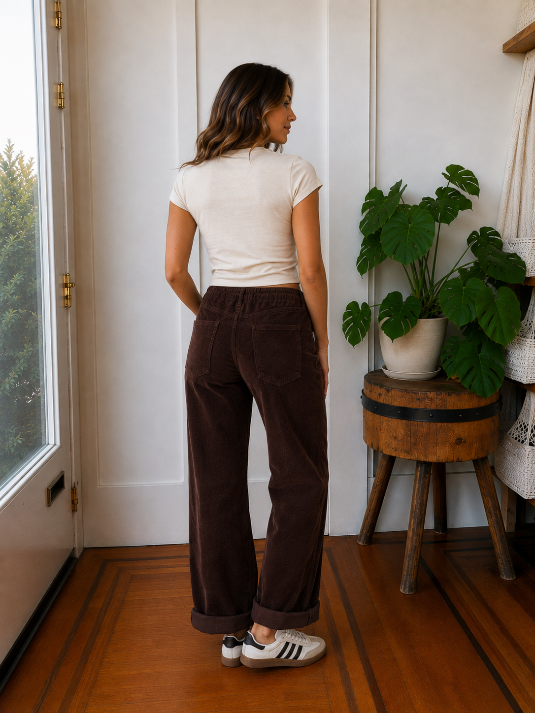 Villa Barrel Pants - Brown Corduroy