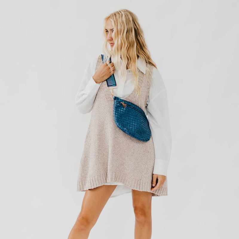 Westlyn Woven Crossbody Bag: Blue