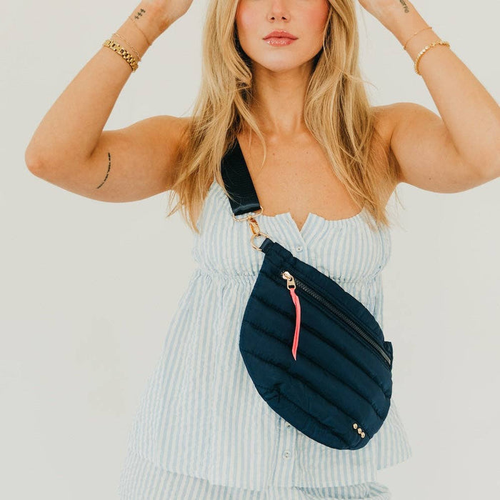 Jolie Puffer Bum Bag: Navy