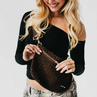 Suede Westlyn Woven Bum Bag: Chocolate