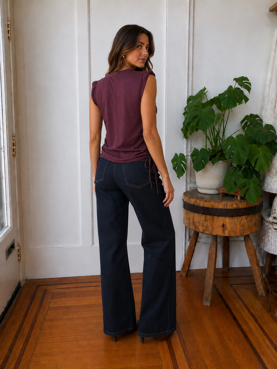 Luna Scrunch Top - Wine
