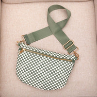 Layla Woven Checkered Crossbody Sling Bag: Eucalyptus Check