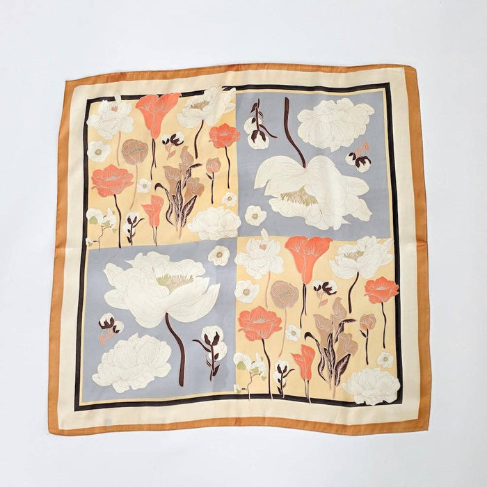 Fiona Floral Square Scarf: Taupe