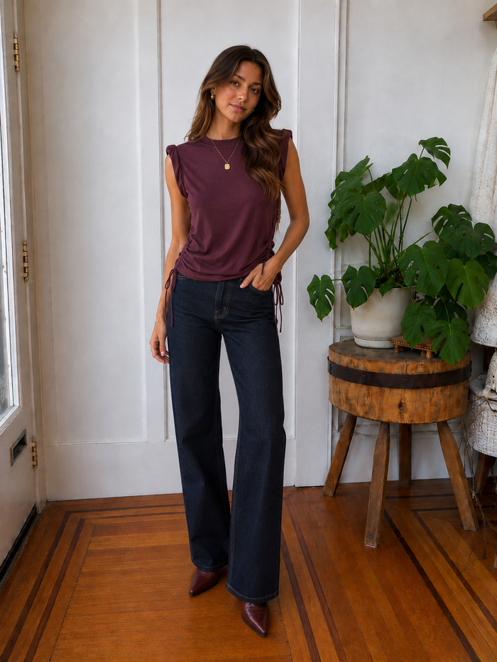 Luna Scrunch Top - Wine