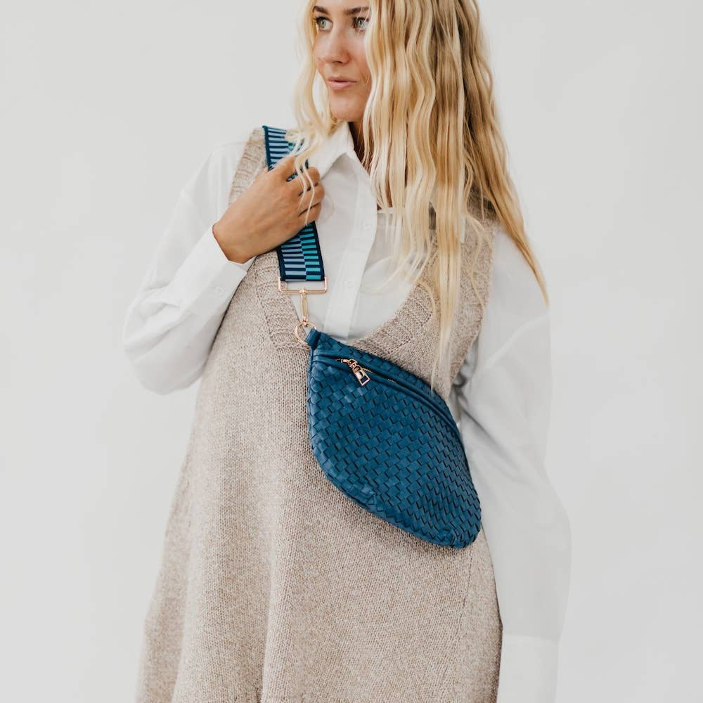 Westlyn Woven Crossbody Bag: Blue