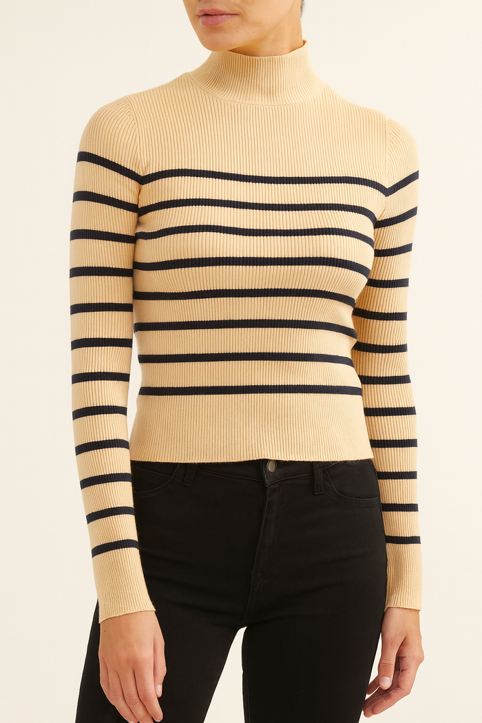Gwen Mock Neck Striped Sweater