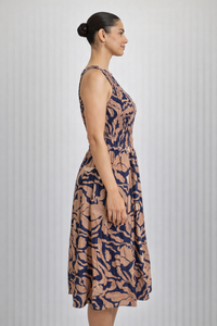 Wild City Midi Dress - Navy Multi