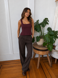 Leanne Peplum Top - Wine