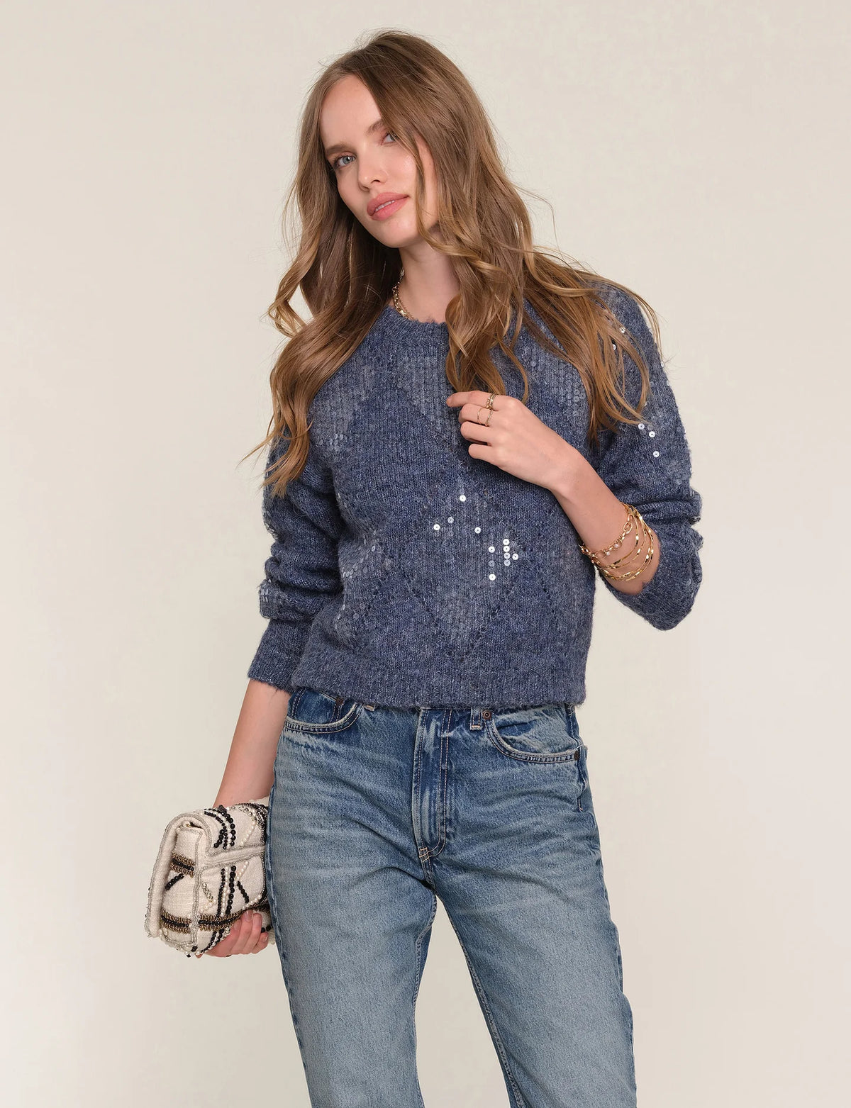 Dorian Blue Sequin Sweater