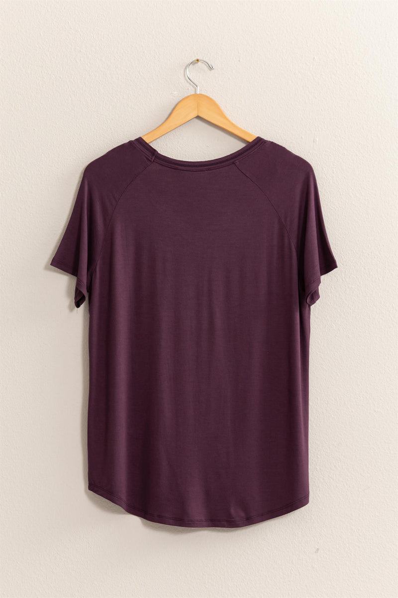 Channie Short Sleeve Top - Dark Plum