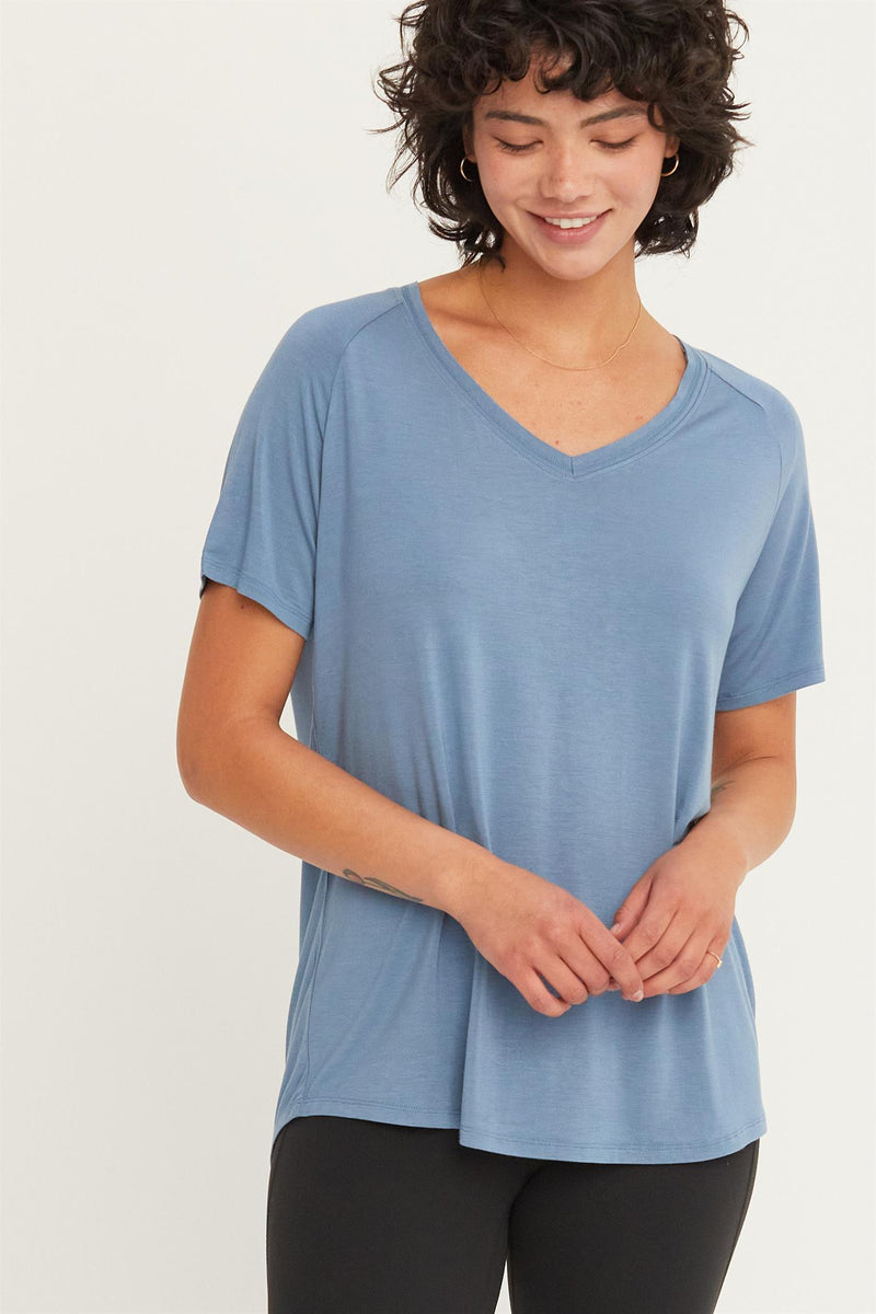 Channie Short Sleeve Top - Gray Blue