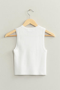 Bobbi Ribbed Knit Cropped Tank- Off White