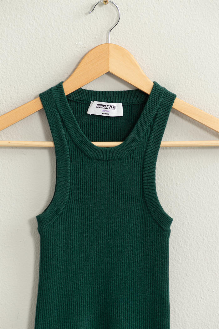 Jensen Ribbed Sweater Tank- Dark Green