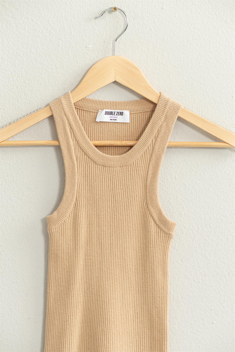 Jensen Ribbed Sweater Tank- Taupe