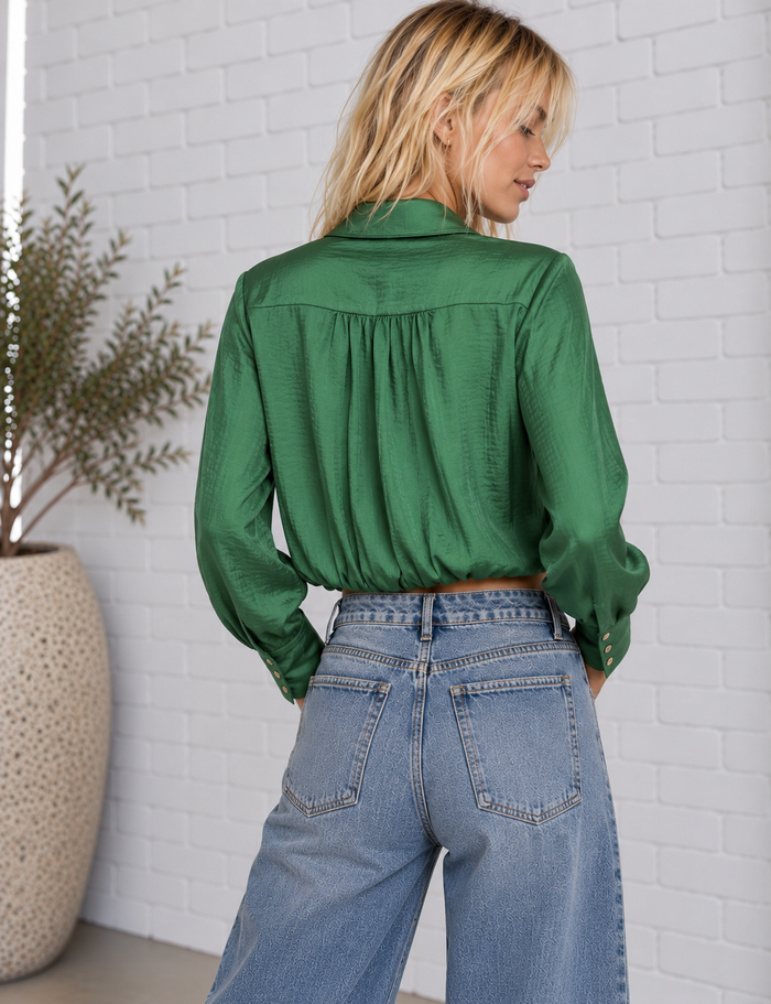 Paige Cropped Button Down Blouse