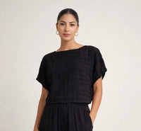 Linework Tie Back Top - Black