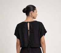 Linework Tie Back Top - Black