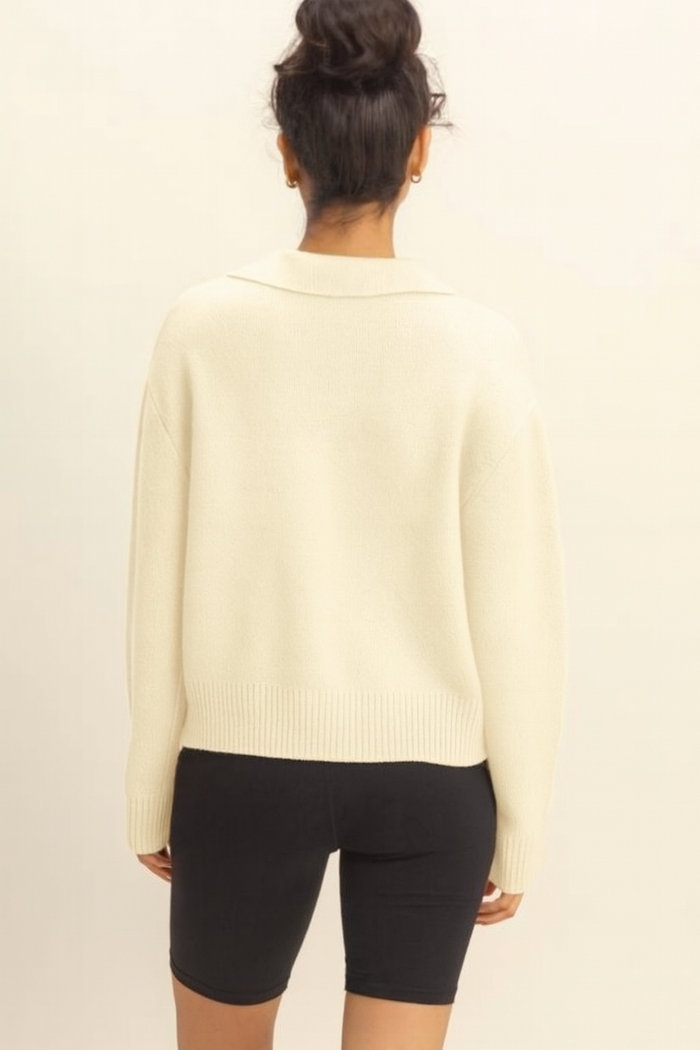 Maya Collar Sweater- Cream