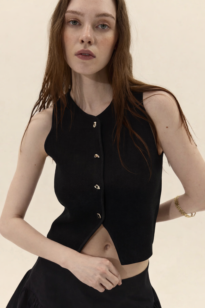 Ibiza Knitted Vest - Black