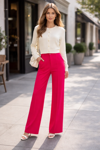 Diana Wide Leg Pants - Red