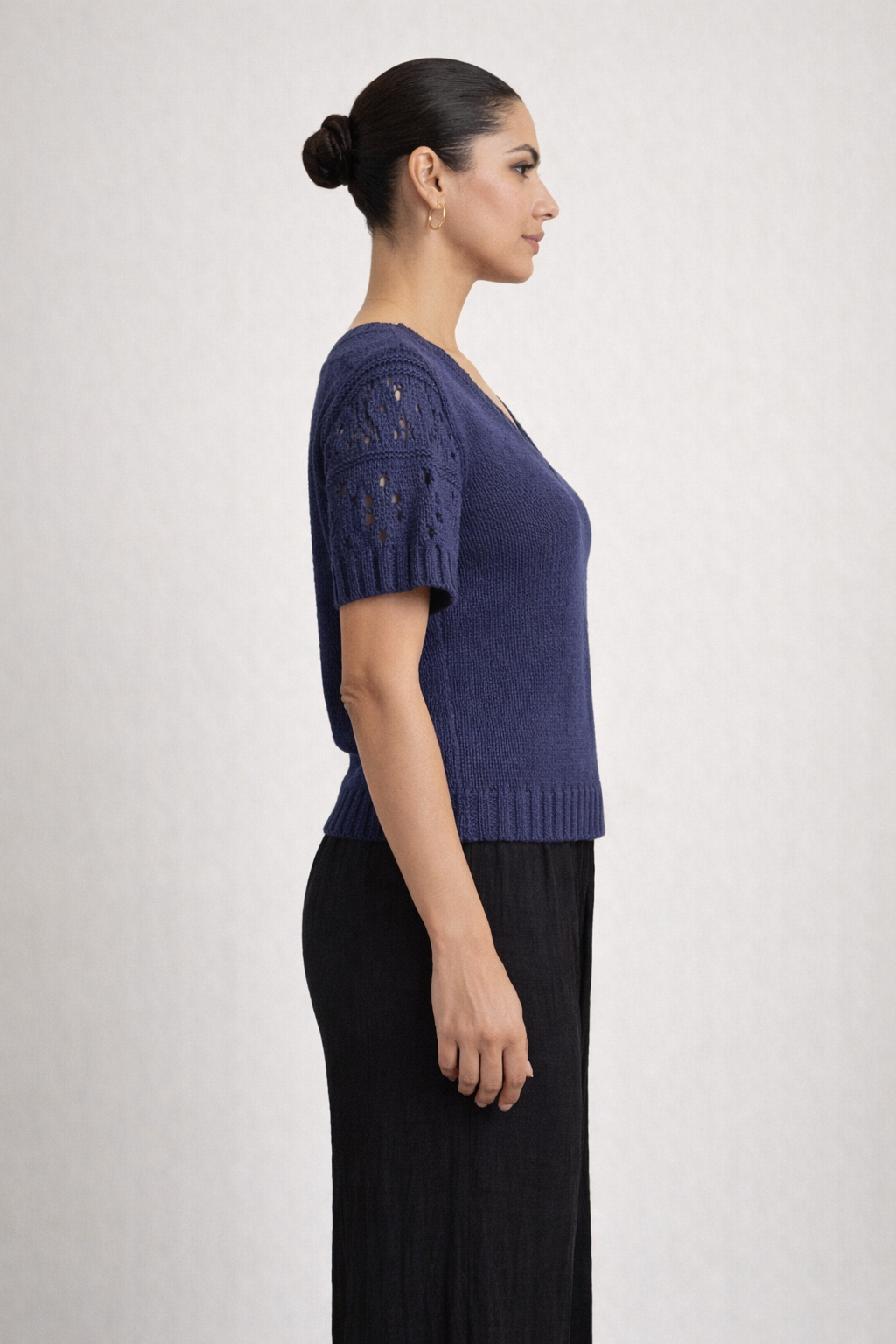 Janice Short Sleeve Sweater - Blue