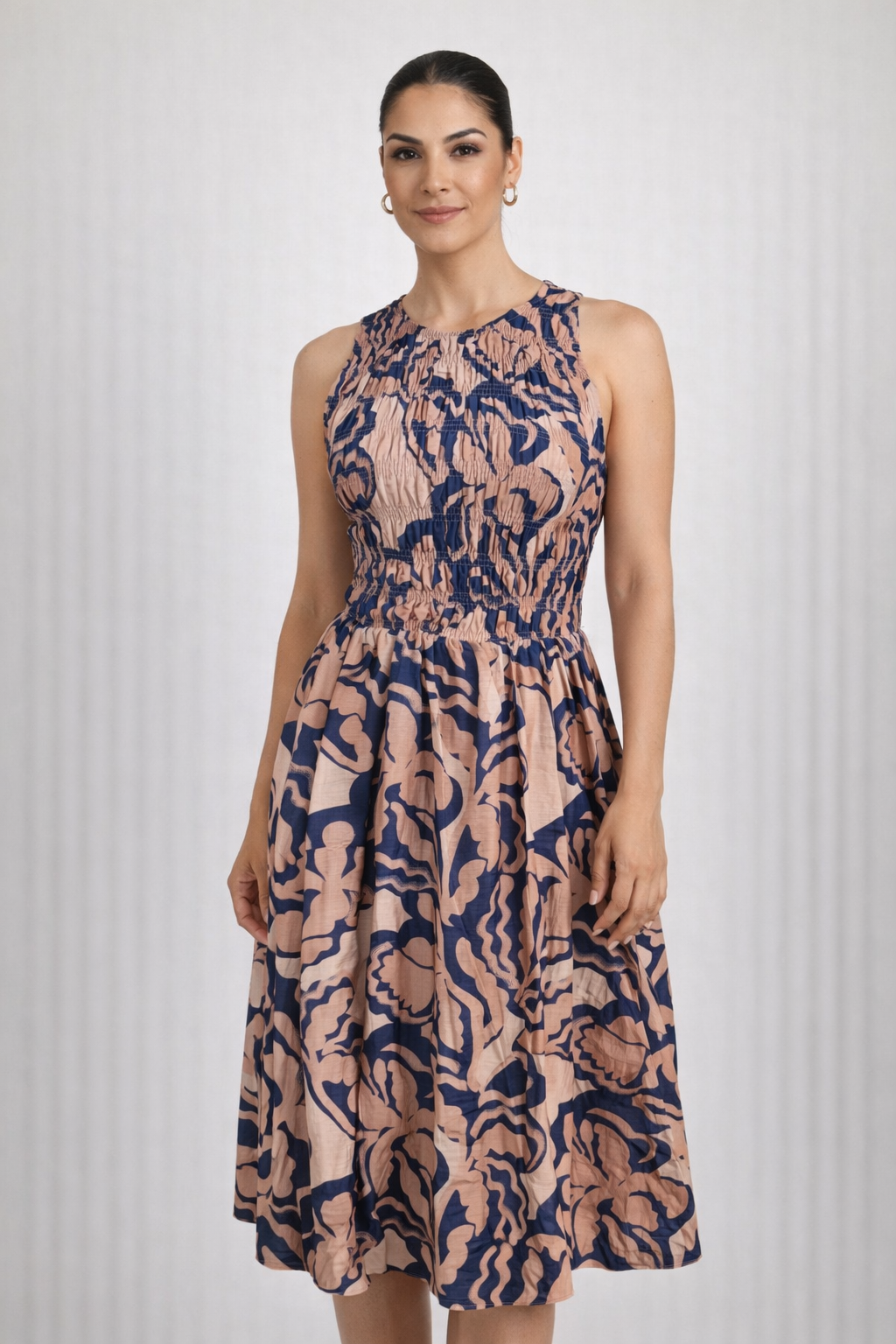 Wild City Midi Dress - Navy Multi