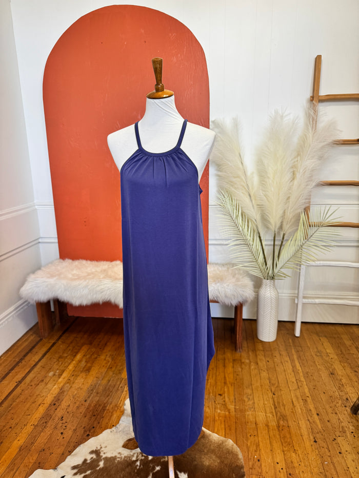 Capria Halter Midi Dress - Indigo