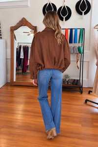 Sienna Faux Suede Jacket - Brown
