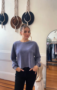 Cassie Cropped Crewneck - Indigo