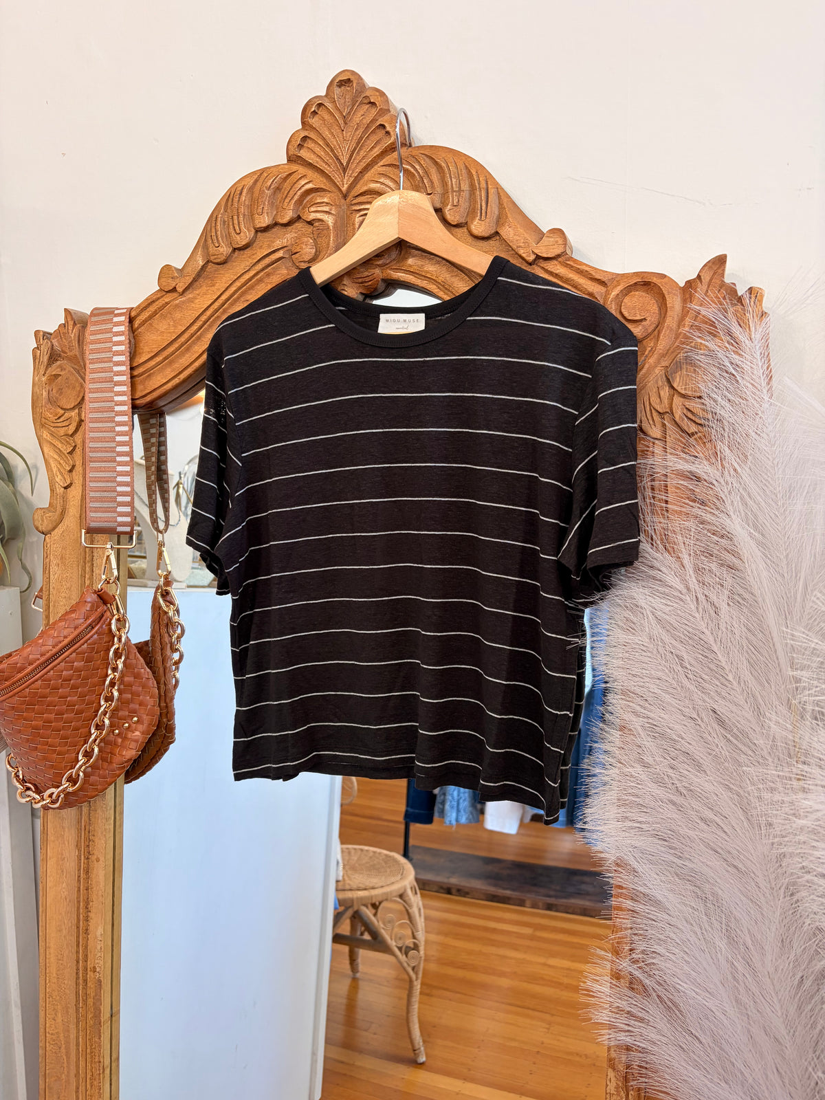 Luca Striped Tee - Black