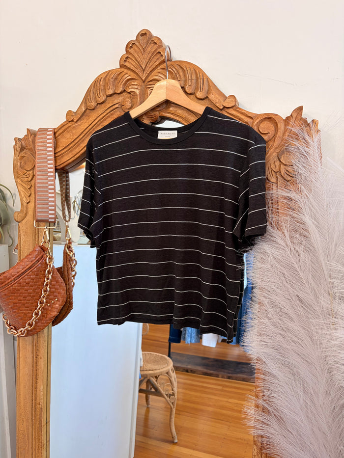 Luca Striped Tee - Black