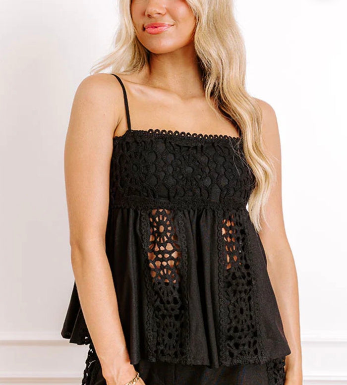 Isla Linen Top - Black