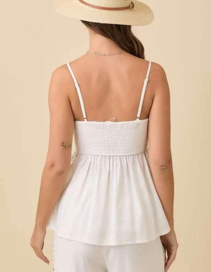 Isla Linen Top - White