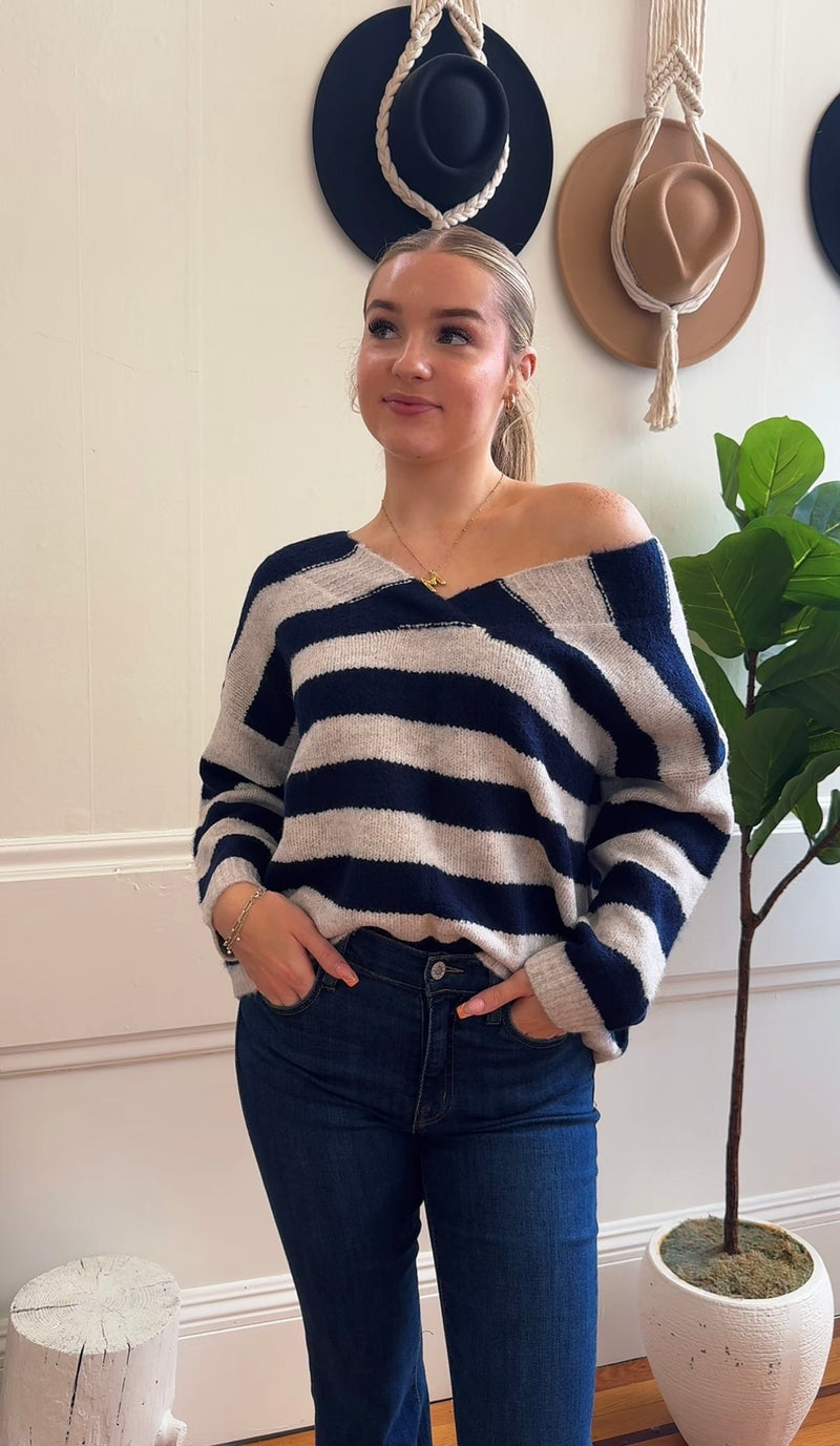 Winica Striped V-Neck Sweater