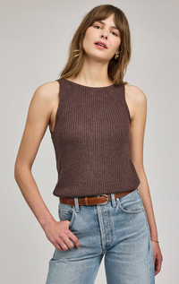 Kelsie knit top - Heather Espresso