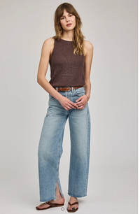 Kelsie knit top - Heather Espresso