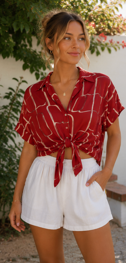 Ren Short Sleeve Tie Top