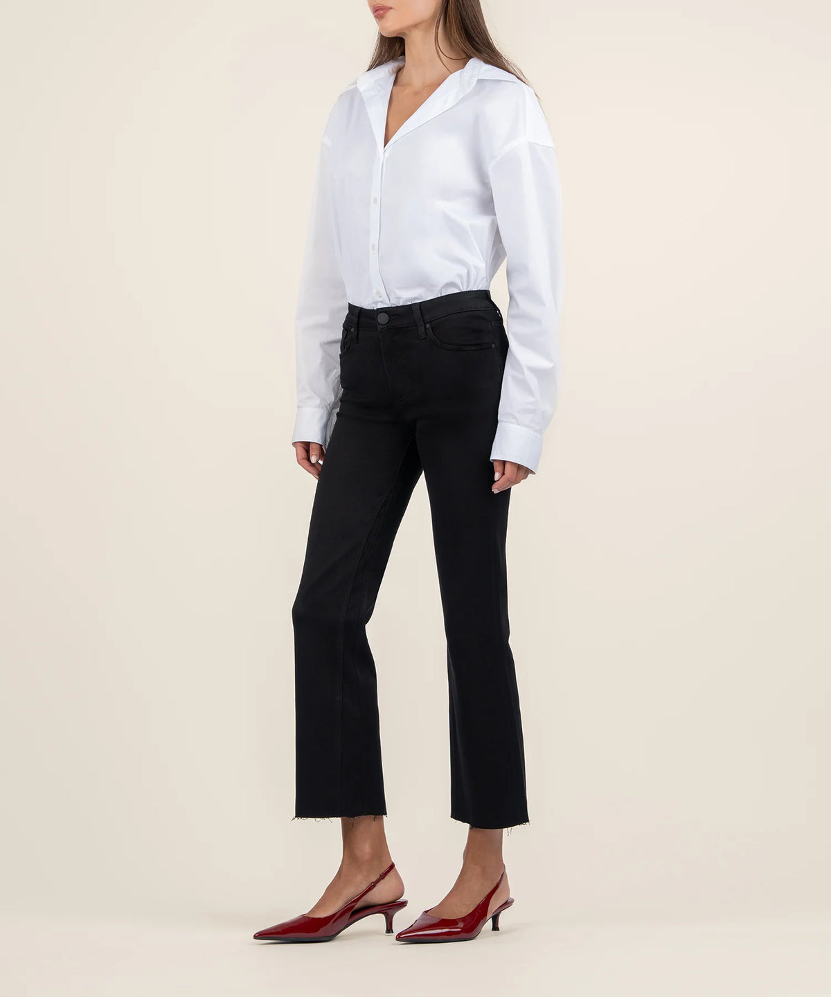 Kelsey Mid Rise Ankle Flare- Black
