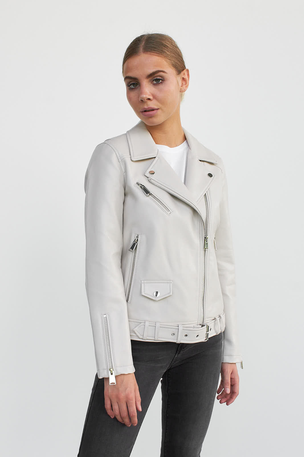 Stone faux leather clearance jacket