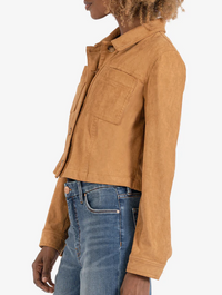 Matilda Faux Suede Trucker Jacket- Camel